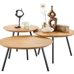 New Pronto Wonen Bijzettafel Aska teak 55 cm rond naturel brushed
