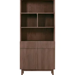 Outlet Pronto Wonen Boekenkast Arrosto eikenhout 203x90x45 cm Dark Roast