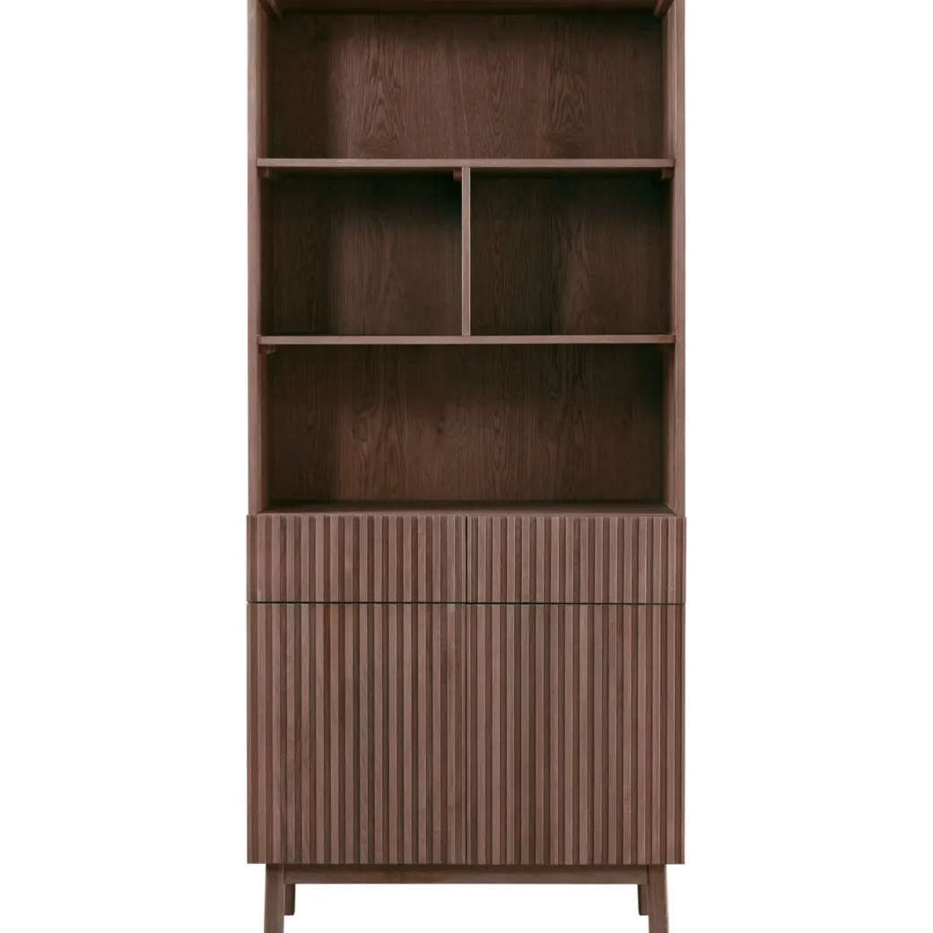 Outlet Pronto Wonen Boekenkast Arrosto eikenhout 203x90x45 cm Dark Roast
