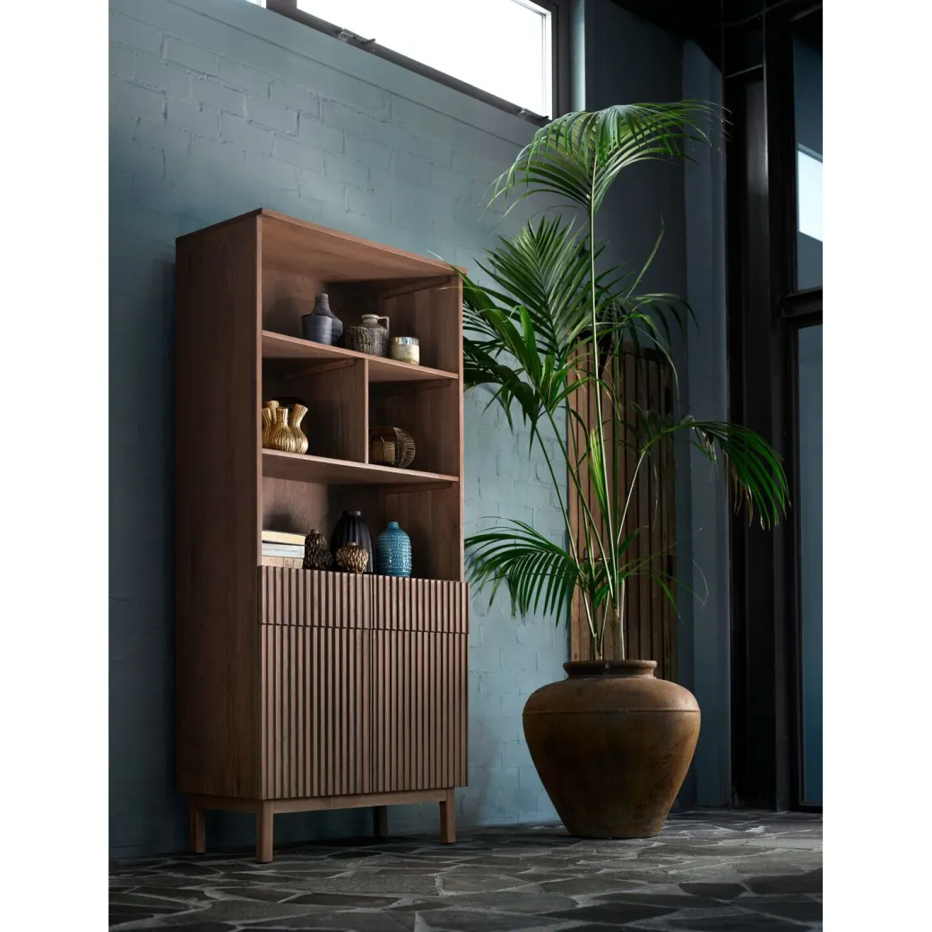 Outlet Pronto Wonen Boekenkast Arrosto eikenhout 203x90x45 cm Dark Roast