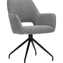 Pronto Wonen Eetkamerstoel Buco draaibaar bouclé grijs