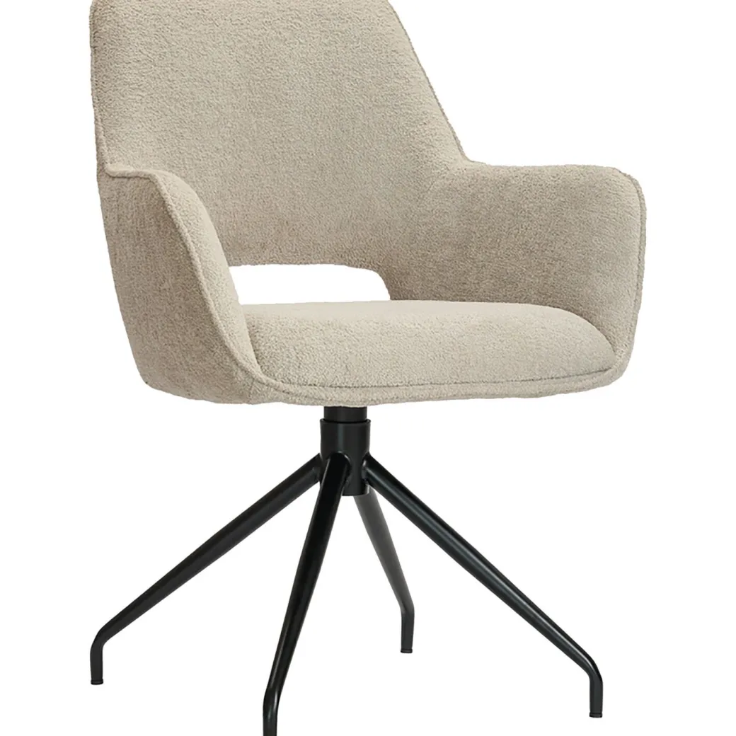 Best Pronto Wonen Eetkamerstoel Buco draaibaar bouclé beige