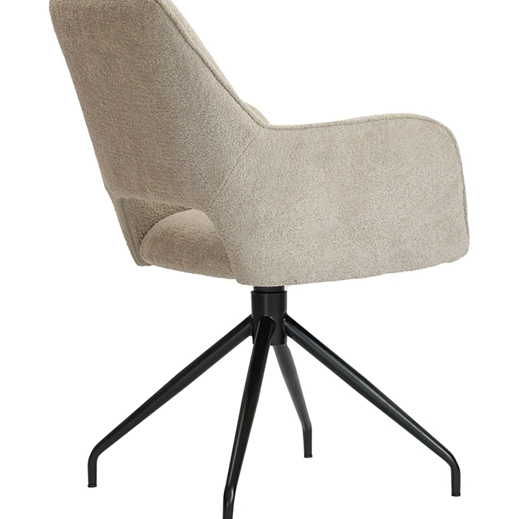 Best Pronto Wonen Eetkamerstoel Buco draaibaar bouclé beige