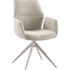 Pronto Wonen Eetkamerstoel Faido bouclé lichtbruin poot grijs
