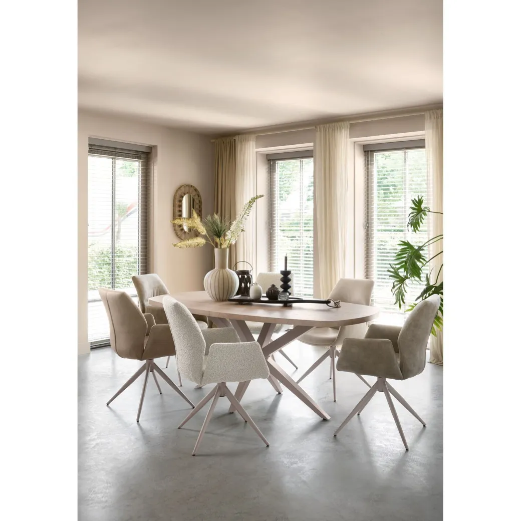 Discount Pronto Wonen Eetkamerstoel Faido microvezel beige poot grijs