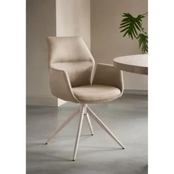 Sale Pronto Wonen Eetkamerstoel Faido microvezel taupe poot grijs