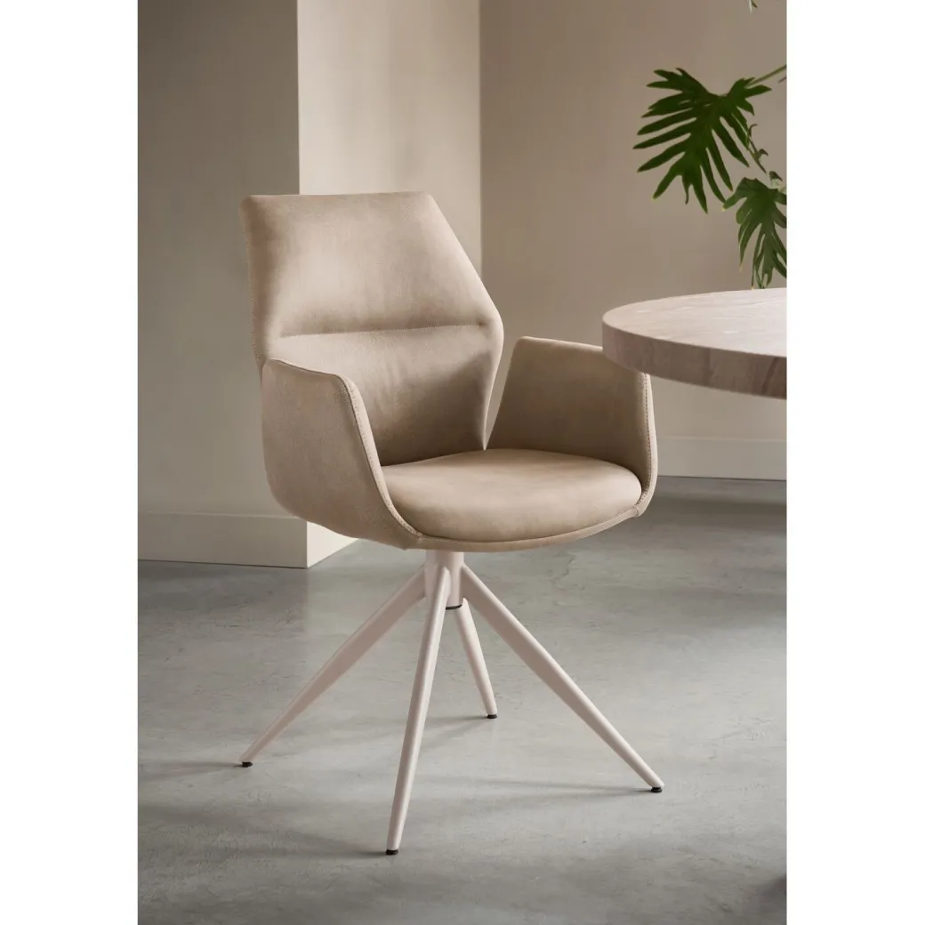Sale Pronto Wonen Eetkamerstoel Faido microvezel taupe poot grijs