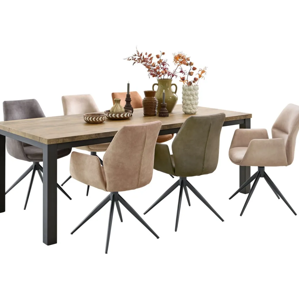 Outlet Pronto Wonen Eetkamerstoel Faido microvezel cognac poot zwart