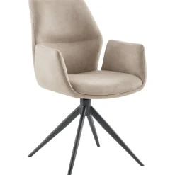 Outlet Pronto Wonen Eetkamerstoel Faido microvezel lichtbeige poot zwart