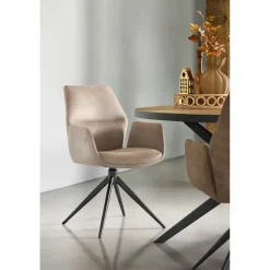 Outlet Pronto Wonen Eetkamerstoel Faido microvezel lichtbeige poot zwart