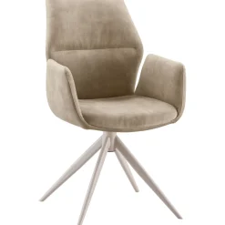 Discount Pronto Wonen Eetkamerstoel Faido velvet lichtbruin poot grijs