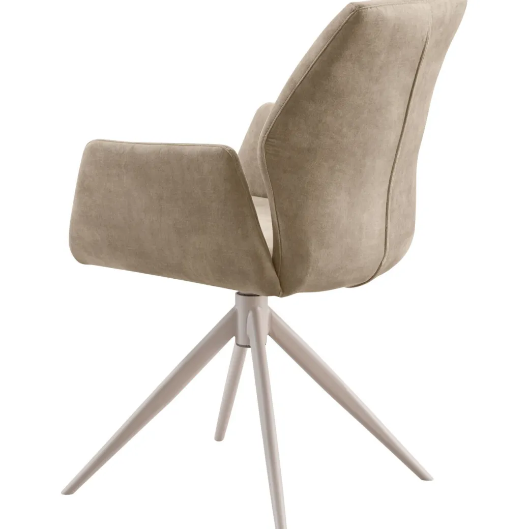 Discount Pronto Wonen Eetkamerstoel Faido velvet lichtbruin poot grijs