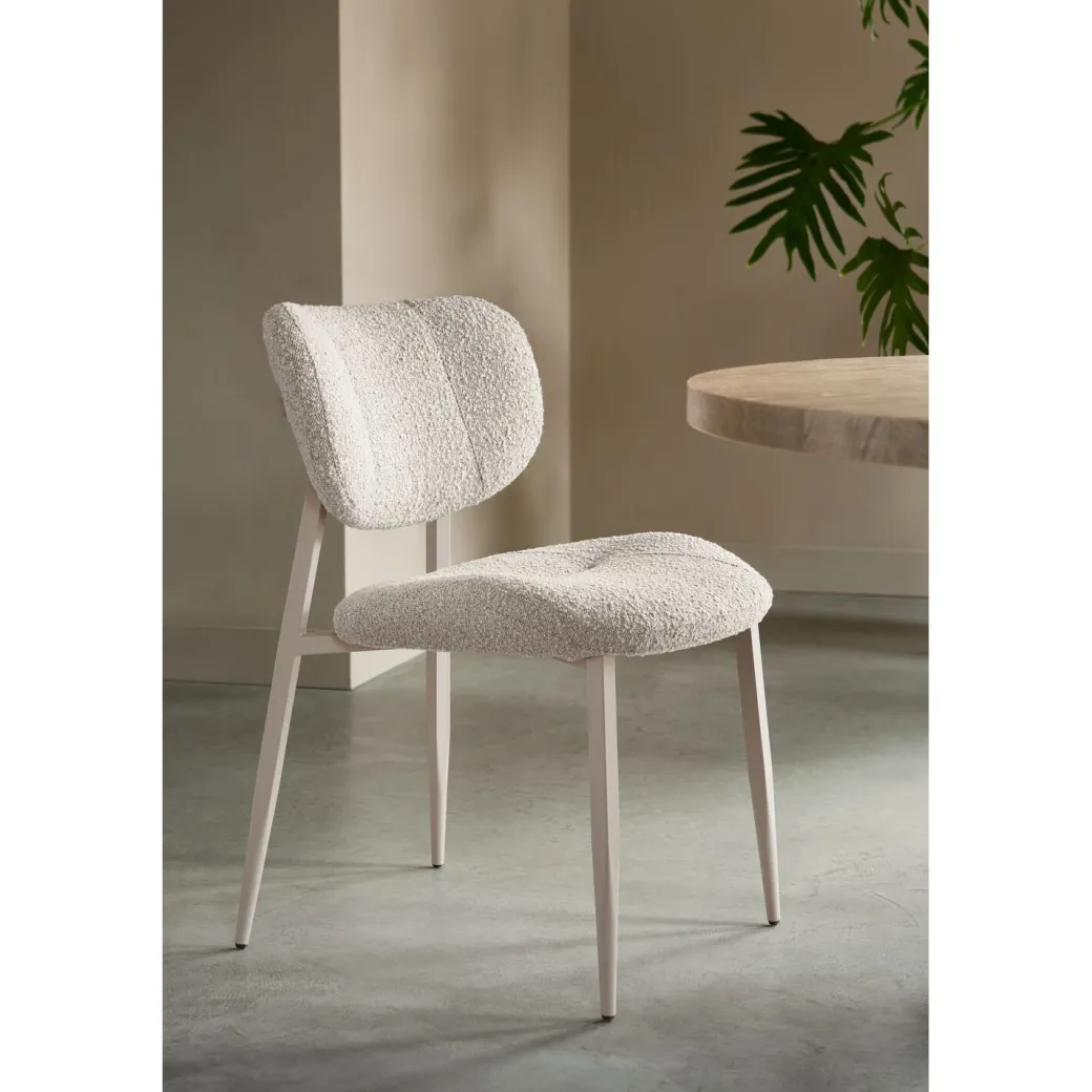 Sale Pronto Wonen Eetkamerstoel Gomba bouclé lichtbruin