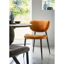 Hot Pronto Wonen Eetkamerstoel Gomba velvet cognac