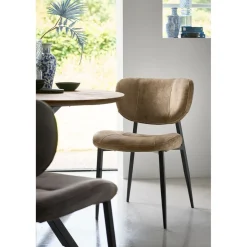 Online Pronto Wonen Eetkamerstoel Gomba velvet lichtbruin