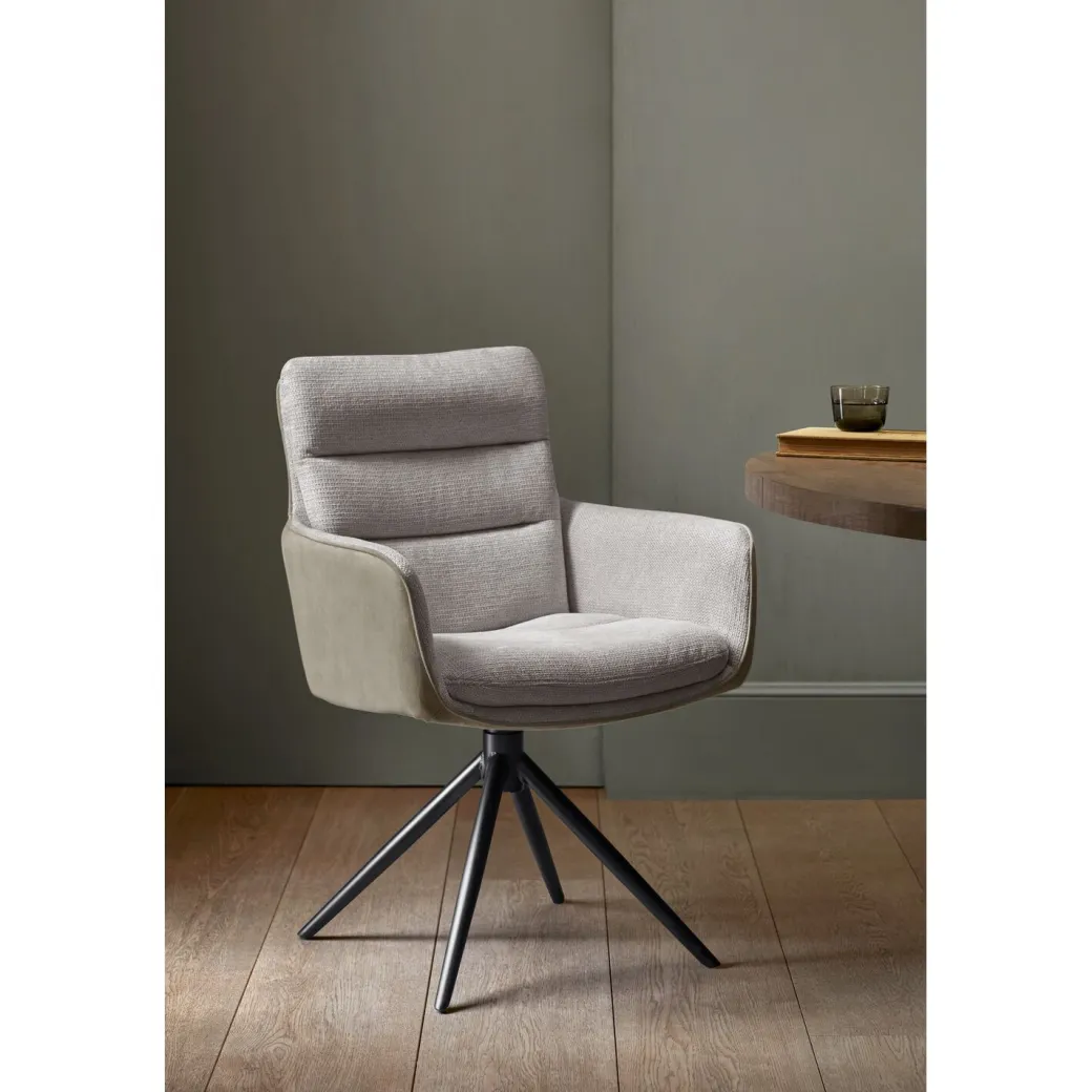 New Pronto Wonen Eetkamerstoel Letta draaibaar velvet lichtgrijs