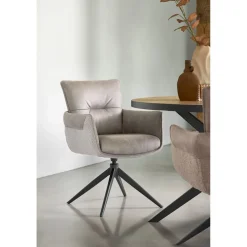 Outlet Pronto Wonen Eetkamerstoel Mirandola draaibaar microleder beige