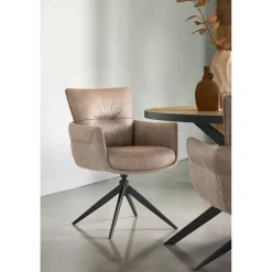 Discount Pronto Wonen Eetkamerstoel Mirandola draaibaar microleder taupe