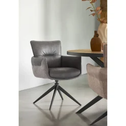New Pronto Wonen Eetkamerstoel Mirandola draaibaar microleder antraciet