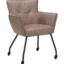 Discount Pronto Wonen Eetkamerstoel Novile microleder taupe met wiel