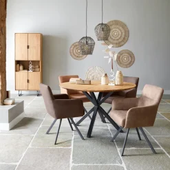Best Pronto Wonen Eettafel Aska teak 130 cm rond naturel brushed