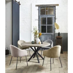 Hot Pronto Wonen Eettafel Tavolo eikenhout 130 cm rond lichtgrijs