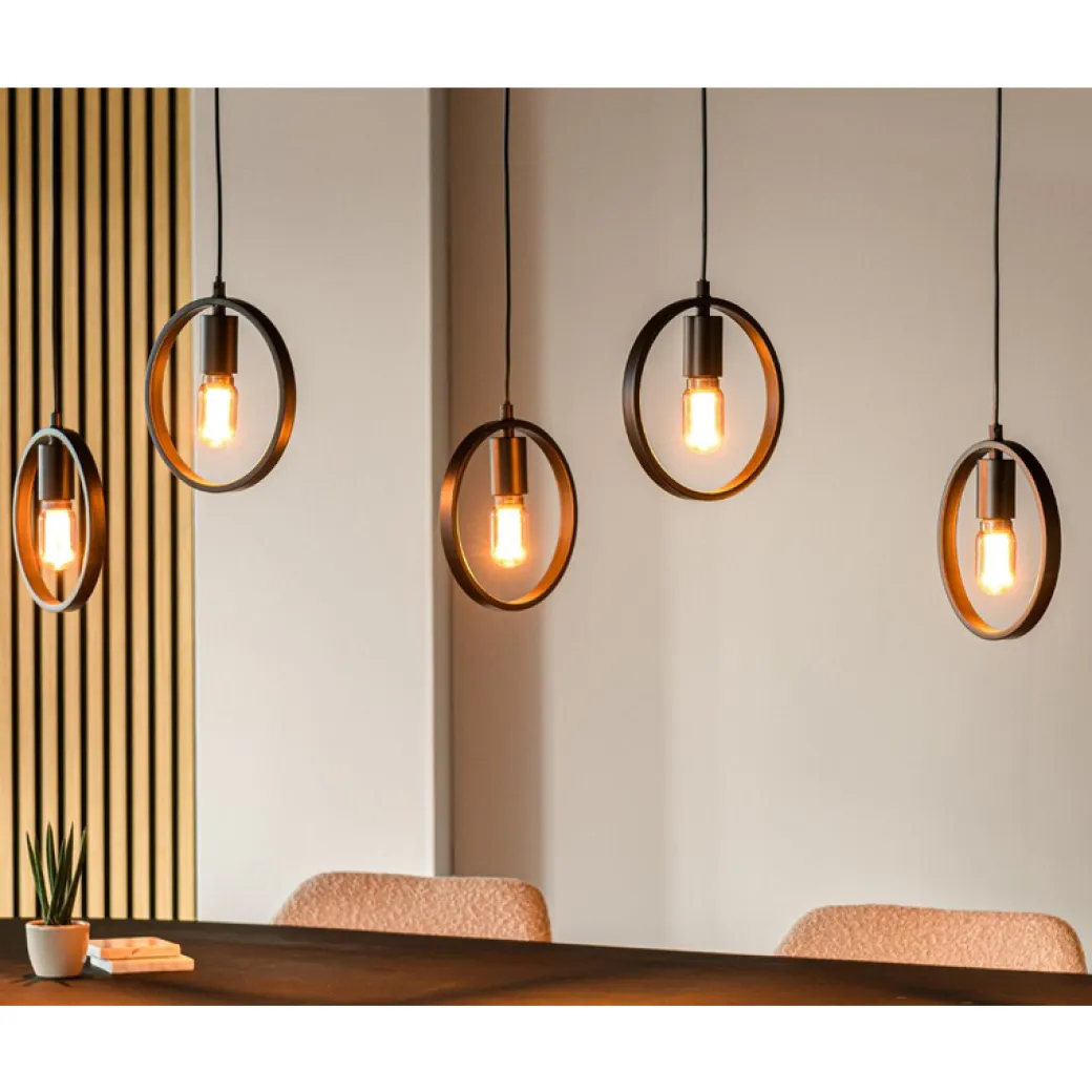 Outlet Pronto Wonen Hanglamp Girare zwart metaal 5-lichts
