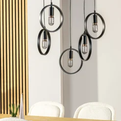 Sale Pronto Wonen Hanglamp Girare zwart metaal 5-lichts
