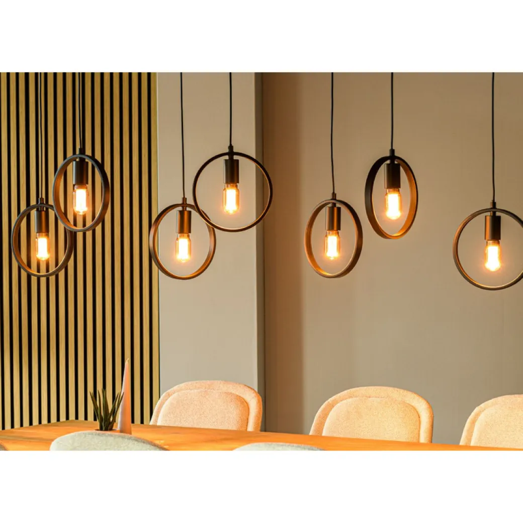 Outlet Pronto Wonen Hanglamp Girare zwart metaal 7-lichts