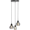 Pronto Wonen Hanglamp Lungo zwart smoke glas 3-lichts