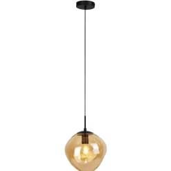 Pronto Wonen Hanglamp Macato zwart amber glas 1-lichts