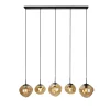 Online Pronto Wonen Hanglamp Macato zwart amber glas 5-lichts