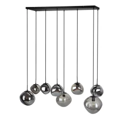 Sale Pronto Wonen Hanglamp Macato zwart smoke glas 8-lichts