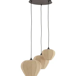 New Pronto Wonen Hanglamp Moscito zwart ecru linnen 3-lichts