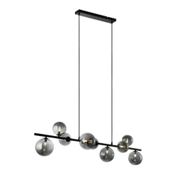 Discount Pronto Wonen Hanglamp Olivento zwart smoke glas 9-lichts