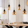 Hot Pronto Wonen Hanglamp zwart amber glas 5-lichts - Lungo