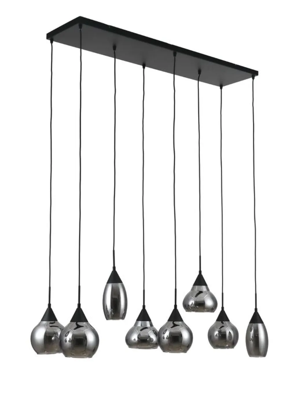 Discount Pronto Wonen Hanglamp zwart smoke glas 8-lichts - Lungo