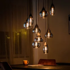 Online Pronto Wonen Hanglamp zwart smoke glas 9-lichts - Lungo