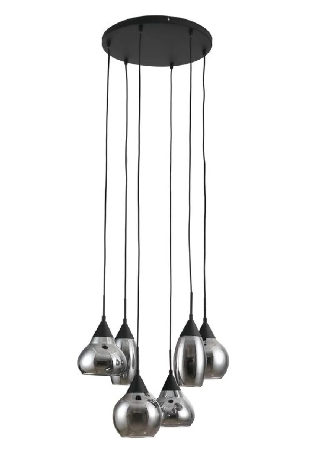Outlet Pronto Wonen Hanglamp zwart smoke glas 6-lichts - Lungo