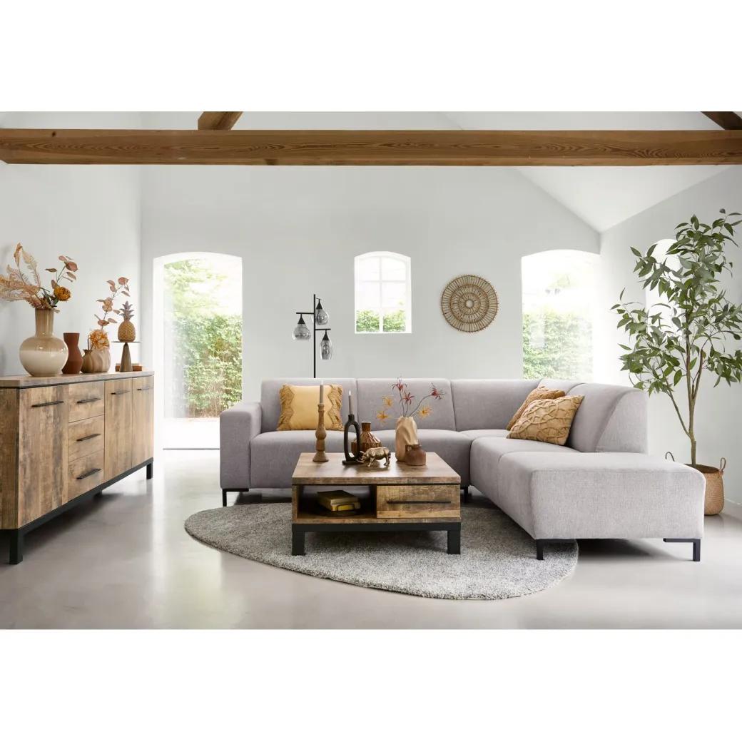 Discount Pronto Wonen Hoekbank rechts Alpa pocket HR zitting grijs