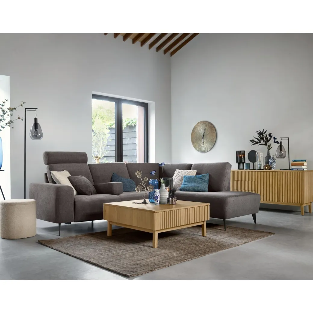 Discount Pronto Wonen Hoekbank rechts Davanti pocket HR koudschuim donkergrijs