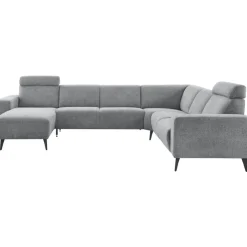 Online Pronto Wonen Hoekbank rechts Puento gerecycled polyether HR-zitting grijs