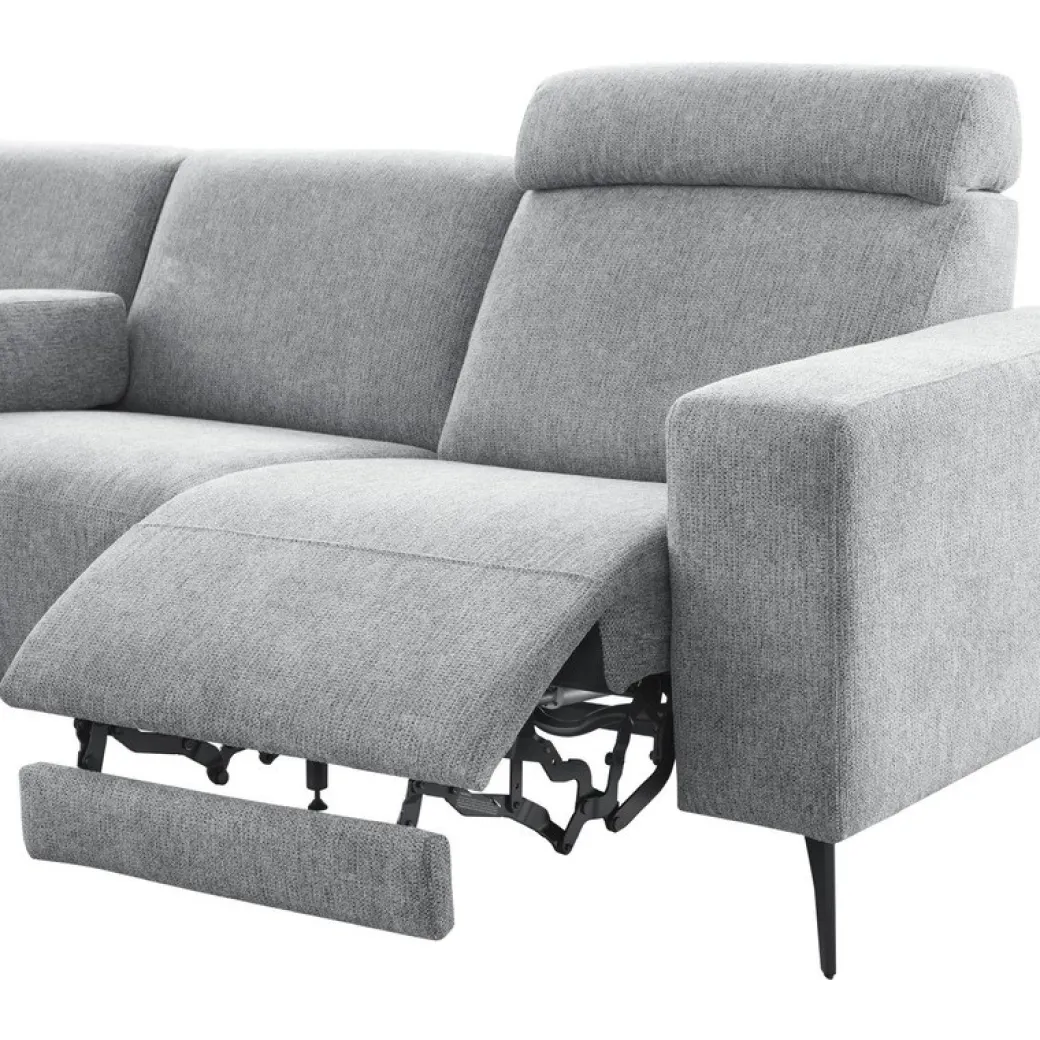 Online Pronto Wonen Hoekbank rechts Puento gerecycled polyether HR-zitting grijs