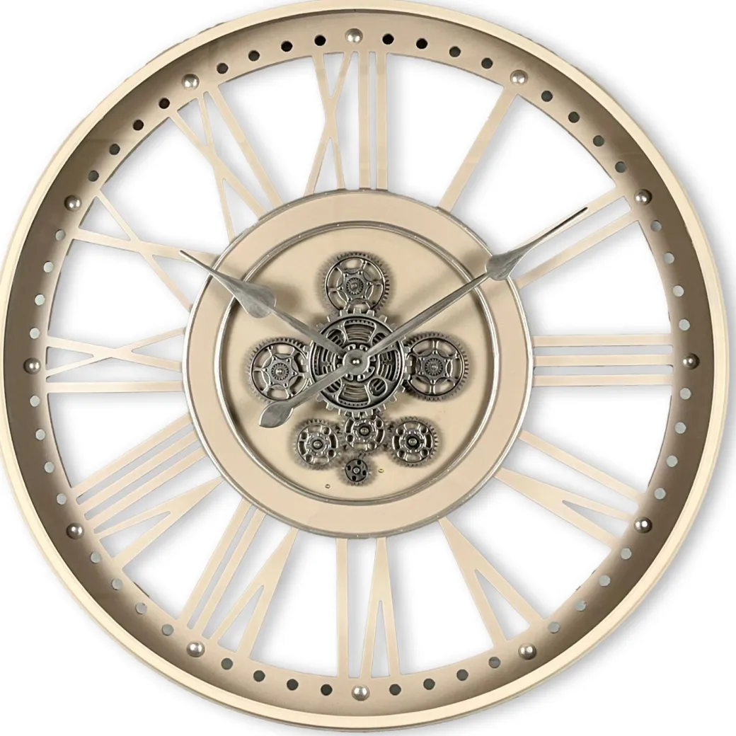 Sale Pronto Wonen Klok Nimar metaal rond 80cm taupe open dessin 45