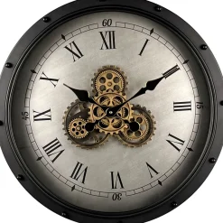 New Pronto Wonen Klok Nimar metaal rond 60cm zwart beige dessin 41