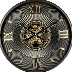 Sale Pronto Wonen Klok Nimar metaal rond 60cm zwart dessin 54