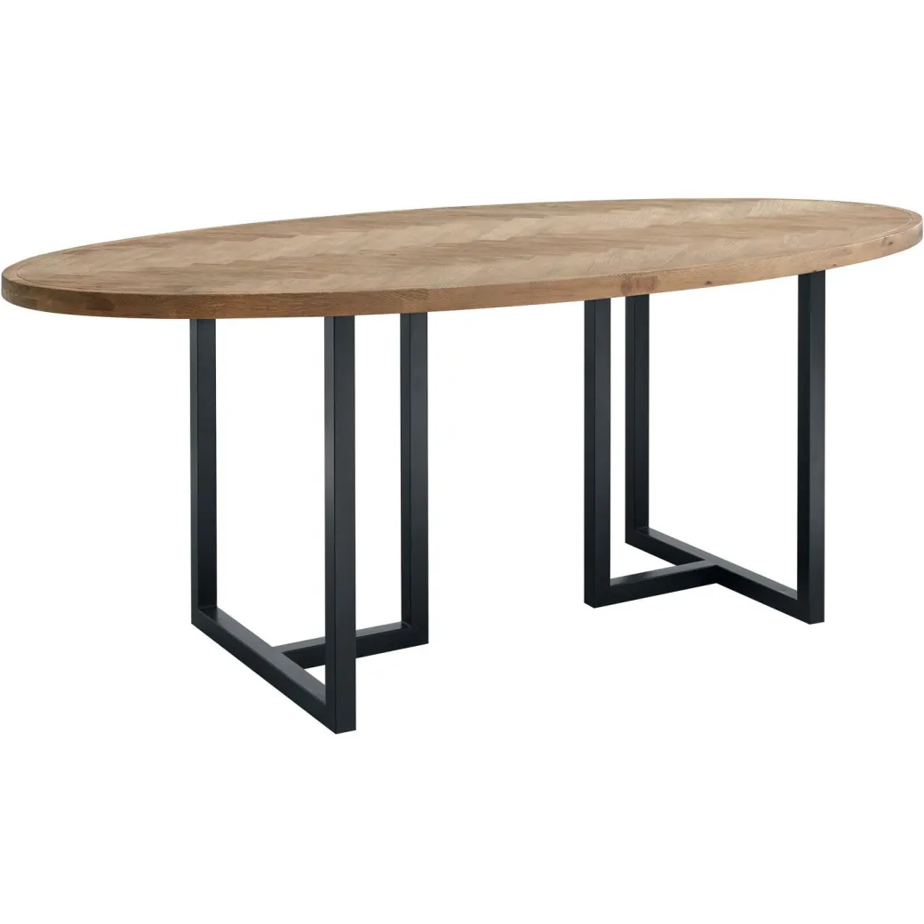 Discount Pronto Wonen Ovale eettafel Vinito 200x100 cm visgraat naturel