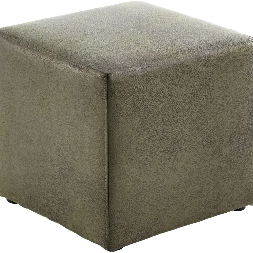 Outlet Pronto Wonen Poef Roby 40x40 cm microleder groen vierkant