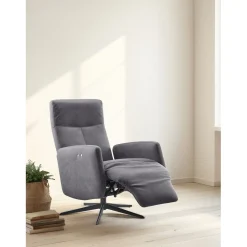 Pronto Wonen Relaxfauteuil Perfini elektrisch verstelbare rug en voetensteun antraciet