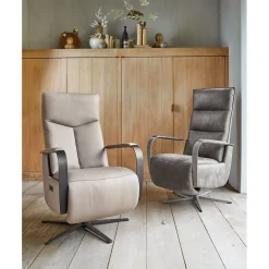 Outlet Pronto Wonen Relaxfauteuil Seduto elektrisch microleder donkergrijs